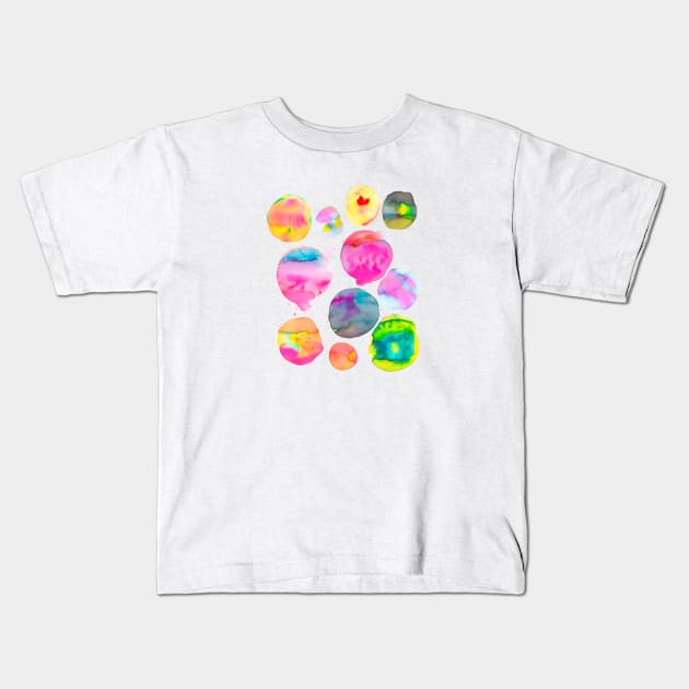 Big Watercolor Dots Kids T-Shirt by ninoladesign